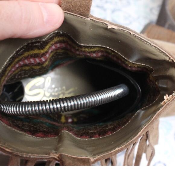 Sbicca Vintage Collection Womens Suede Fringe Stacked Heel Ankle Boot Size 7 - Picture 7 of 8